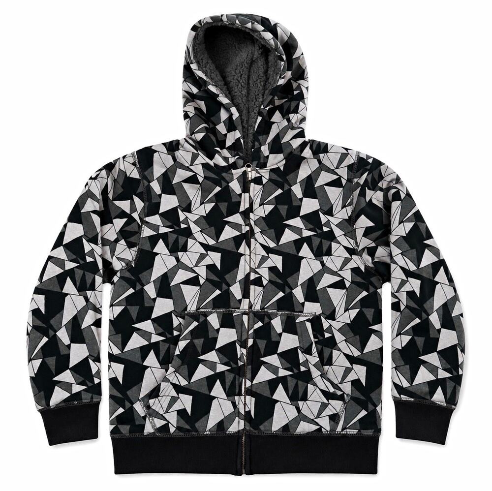 The Children's Place Boys S (5/6) Black/Gray Geometric Zip Hoodie